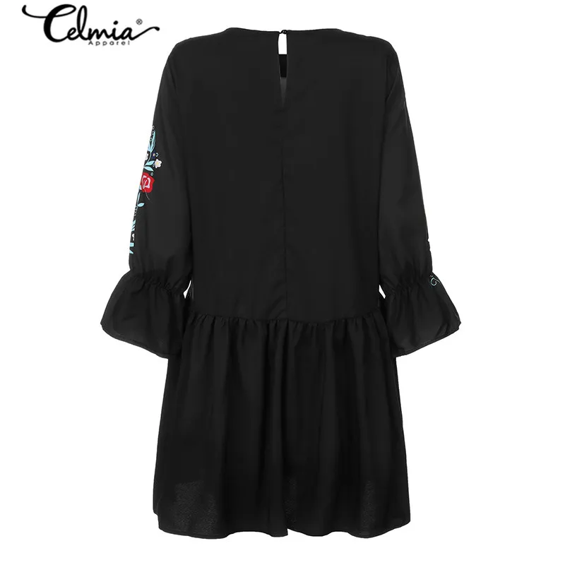 Женское мини-платье с рукавами-фонариками S-5XL Celmia 2021 летние пляжные вечерние платья повседневного стиля с роскошным богемным цветочным принтом и складками Robe Femme.