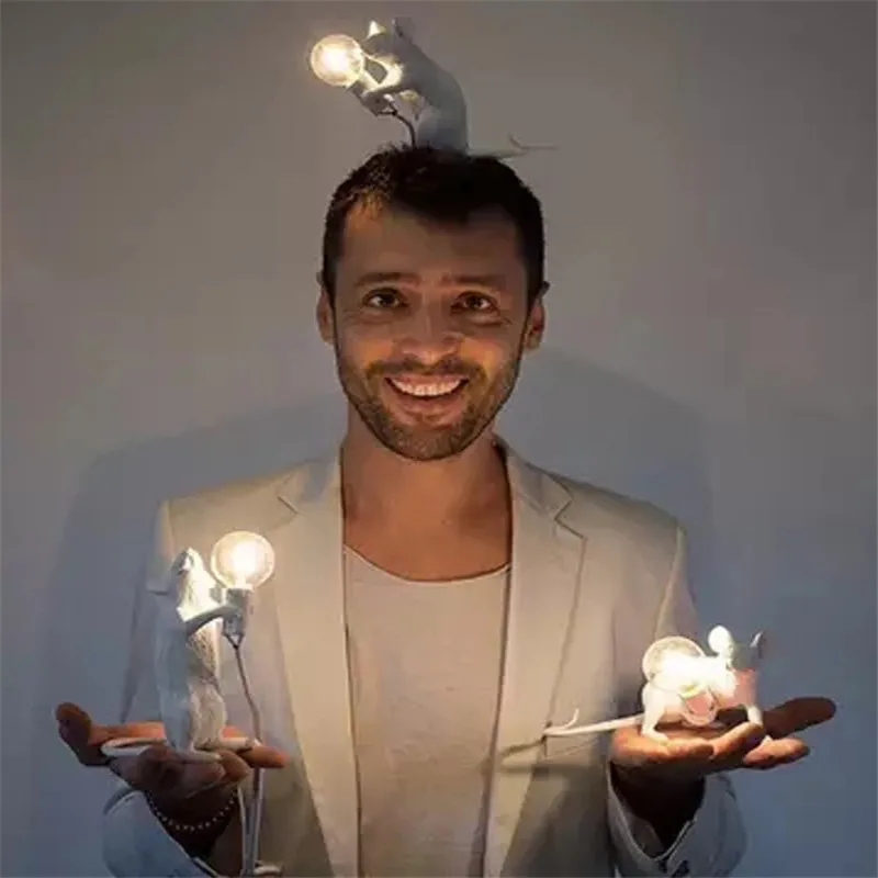 Полимерная лампа в форме мыши декоративное освещение для спальни кабинета