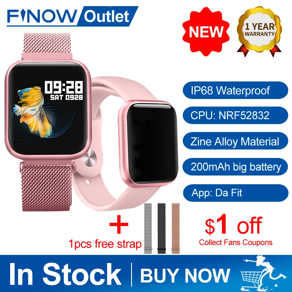 Finow P80 smart watch для мужчин и женщин IP68 водонепроницаемый полный сенсорный экран