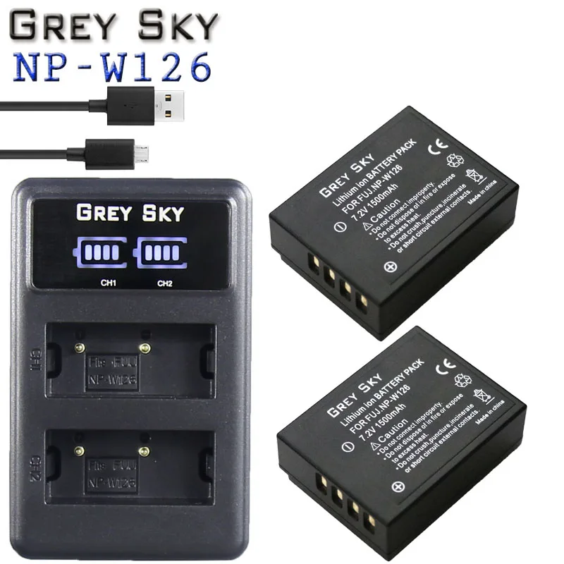 Charger and 2battery 2 шт. 1500 мАч NP-W126 NP W126 NPW126 батареи+ ЖК двойное зарядное устройство для Fujifilm Fuji X-Pro1 XPro1 X-T1 XT1, HS30EXR HS33EXR X PRO1 - Цвет: Charger and 2battery