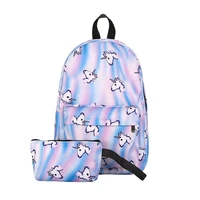 2022 new printed holo unicorn backpacks set fashion school bags for girls casual travel backpacks set drop shipping