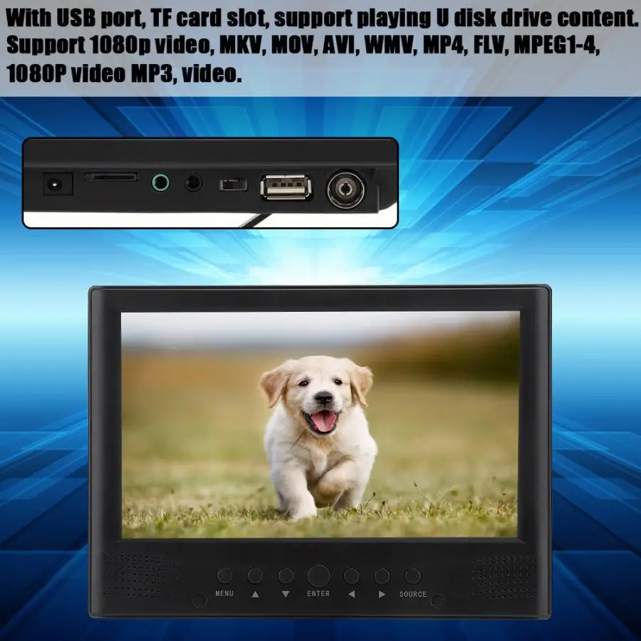LEADSTAR 9 дюймов спереди колонки цифровое телевидение с TF слотом для карт 110 220V цвет