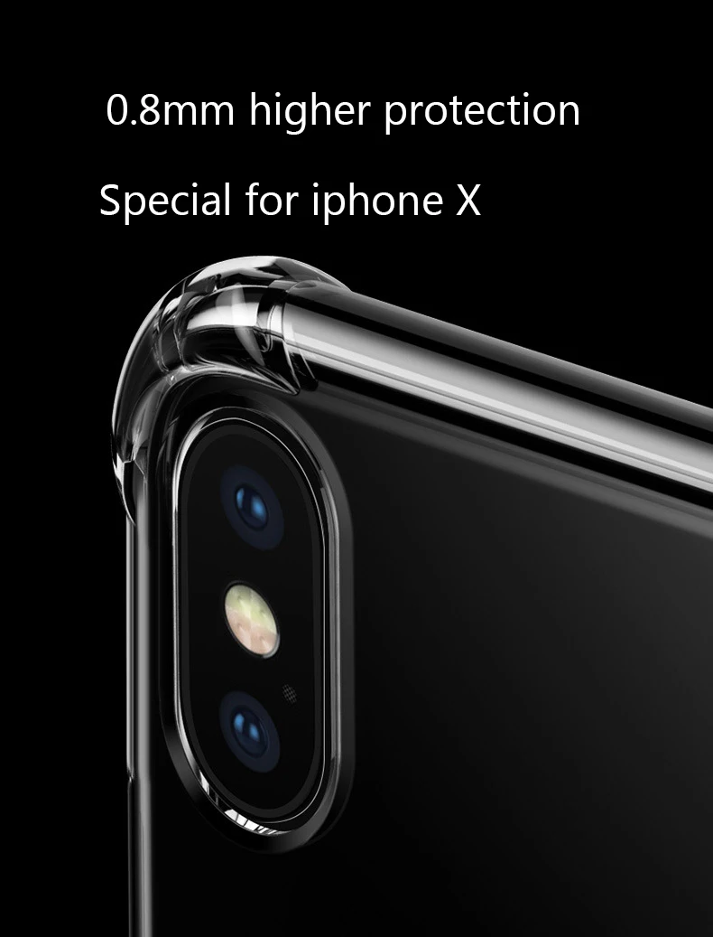 Кристально чистый ТПУ полный защитный чехол для iphone x X мягкий телефона