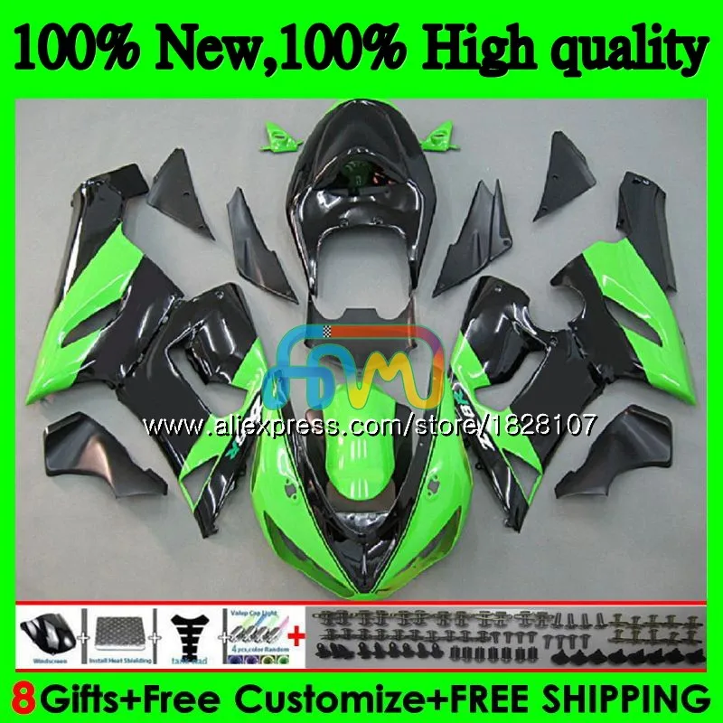 

Body kit For KAWASAKI ZX 6R Green black 600CC 6 R ZX636 ZX-636 600 CC ZX-6R 11BS.50 ZX600 ZX 636 ZX6R 05 06 2005 2006 Fairings