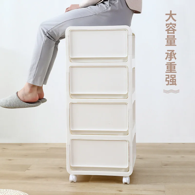 

Wheeled bedside drawer cabinet clip bedside table bathroom living room multi-layer snack kitchen storage plastic storage cabinet