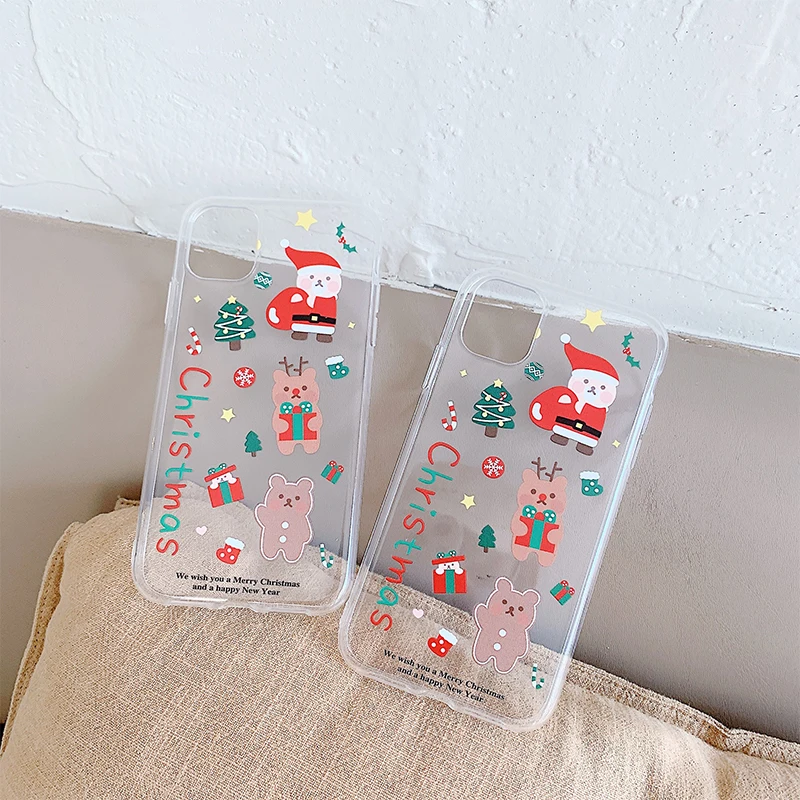 

Christmas Soft Transparent Cases For iPhone 12 Mini 11 Pro Max Silicone For iPhone X XS MAX XR 7 8 6S 6PLUS SE 2020 TPU Cover