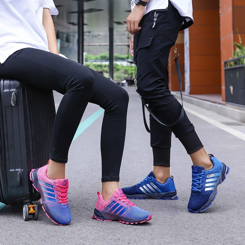 Outdoor Pink Mesh Breathable Running Shoes Women Cheap Sport Shoes Summer Marathon Athletic Shoe Woman Couple Keep Running Shoes