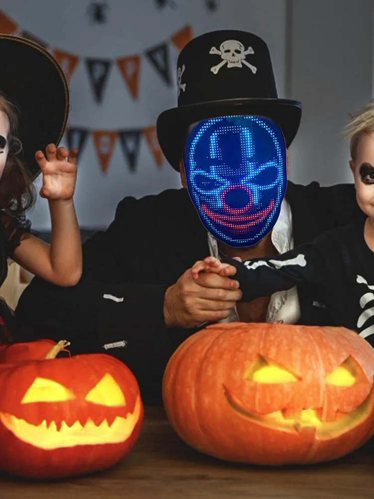 RGB Led Face Mask With Bluetooth App Luminous Shining Light Up For Costume Cosplay Halloween Christmas Party Portable | Дом и сад