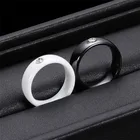 Женское керамическое кольцо с фианитом, черное или белое