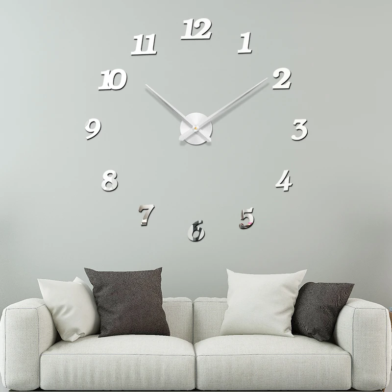 Большие настенные 3d-часы акриловые зеркальные наклейки сделай сам кварцевые