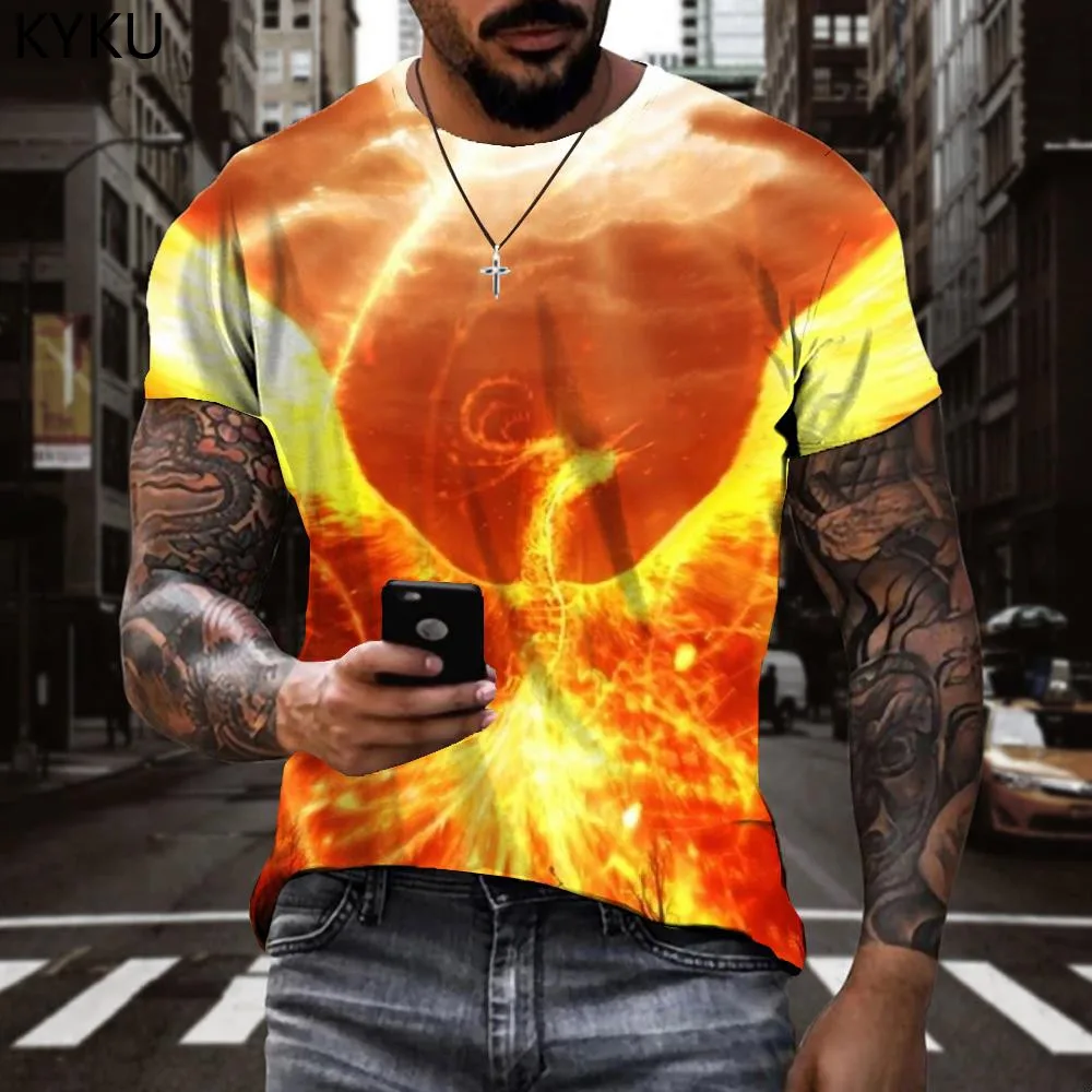 

Мужская футболка с принтом KYKU, летняя футболка с коротким рукавом, круглым вырезом и 3D-принтом птиц