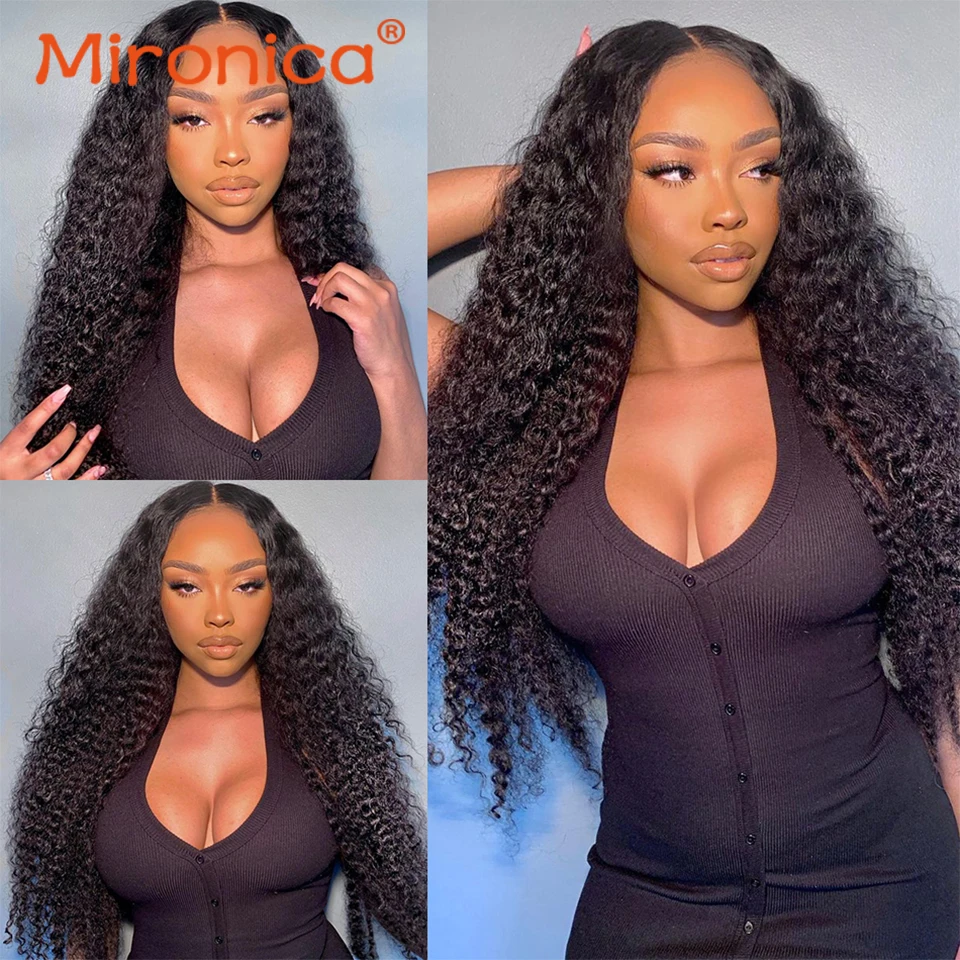 

Indian Deep Curly Lace Frontal Wig Human Hair Wigs For Black Women Deep Wave 4x4 Glueless Lace Closure Wig Prelucked Hairline