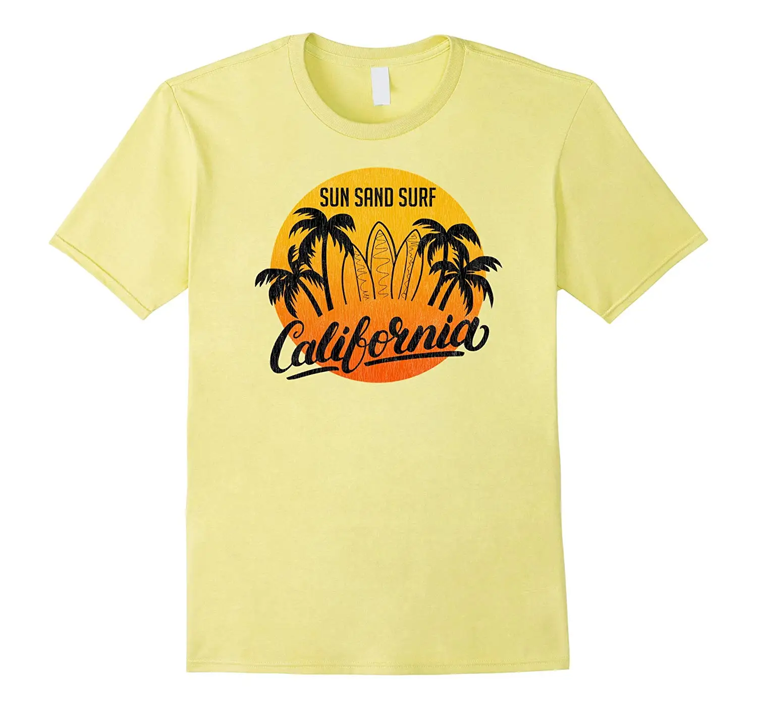 

2019 Fashion Men T shirt Vintage Sun Sand Surf California Retro T Shirt