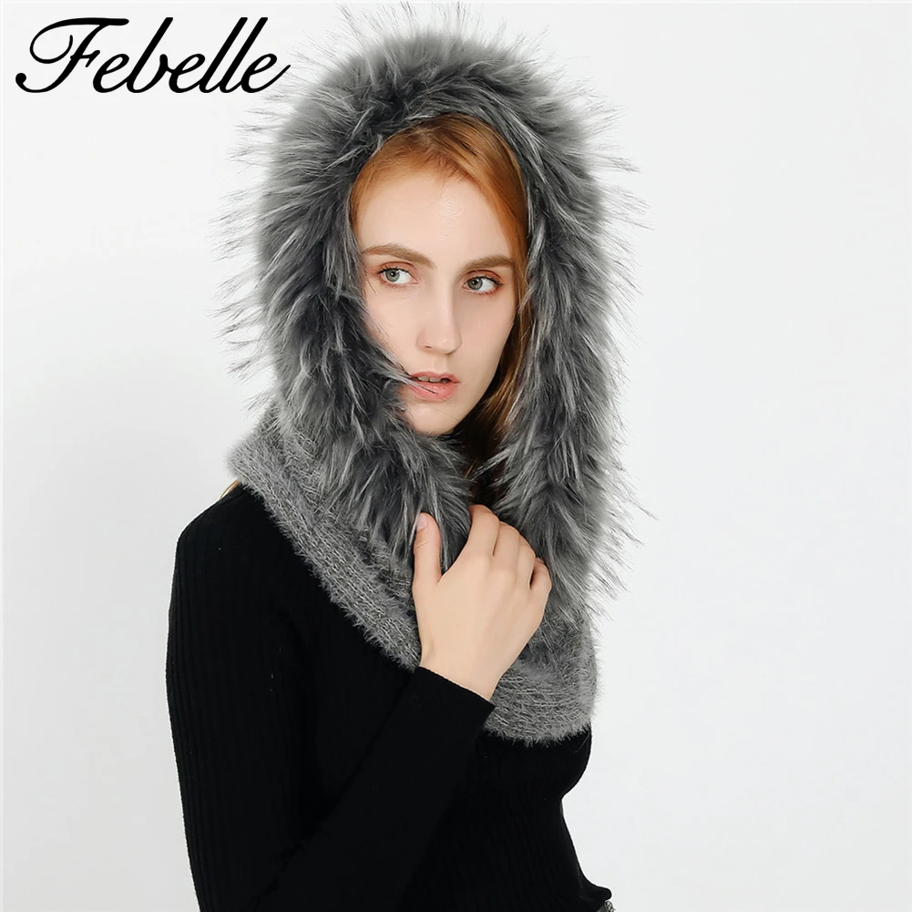 Febelle зимний шарф из искусственного меха кашемировый женский снуд для