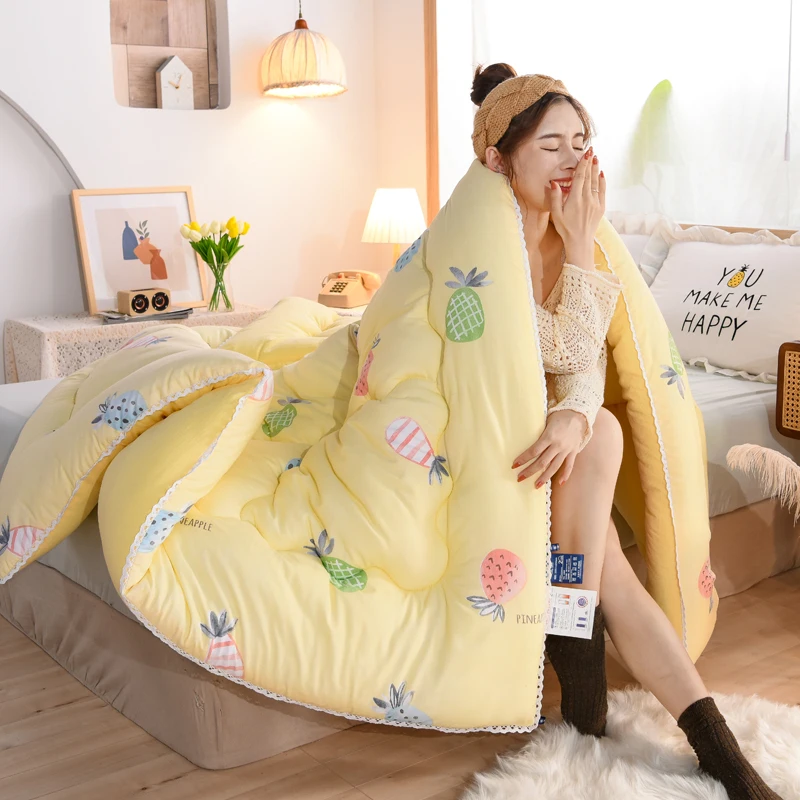 

Winter Super Warm Cashmere Quilt Thick Flannel and Lamb Double-faced Velvet Wool Blankets Quilts 5kg Comforter for Bed