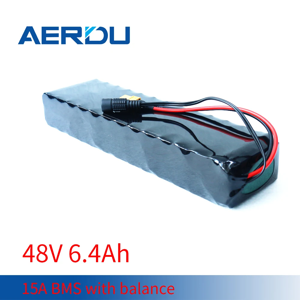 

AERDU 13S2P 500W 3200mah 18650 li-ion battery pack 48V 6.4AH built-in 15A BMS for Electric Bike Scooter Skateboard Bicycle+XT60