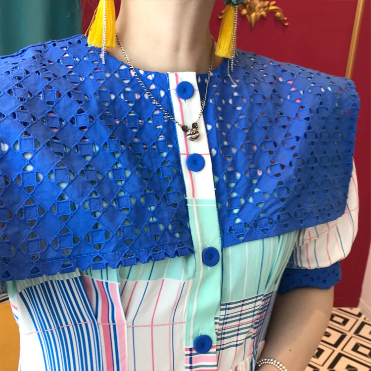 

ZOSOL South Korea Chic Western Style Retro hai jun ling Lace Loose High Waist Big Type Painted Printed Dress Women