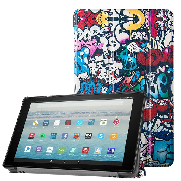 Doodle Чехол для планшета для Amazon Kindle Fire HD 10 9 поколения чехол для Kindle Fire HD 10 Чехол+ пленка - Цвет: Doodle