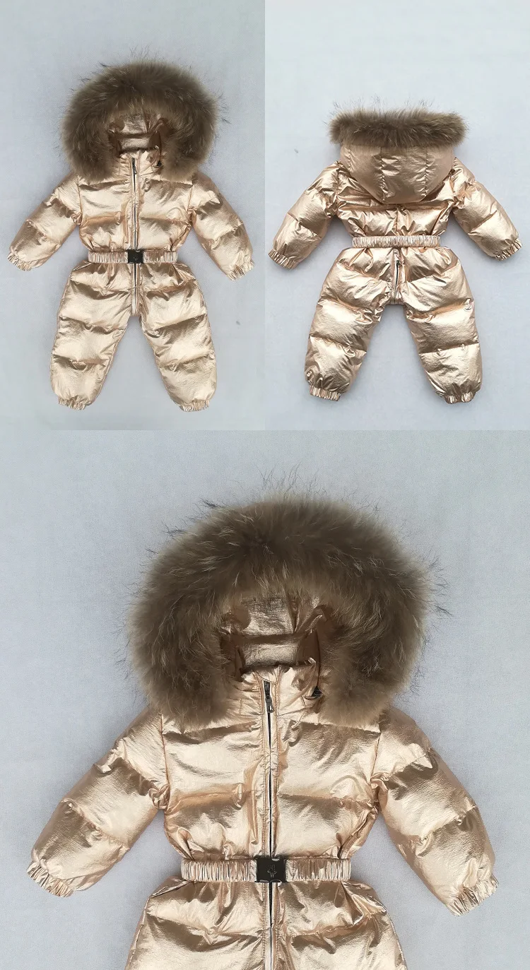 Luxury Gold Infant Baby Down Rompers Duck Down Filling Kids Baby Snowsuit Thick Warm Hooded Toddler Boys Girls Winter Jacket