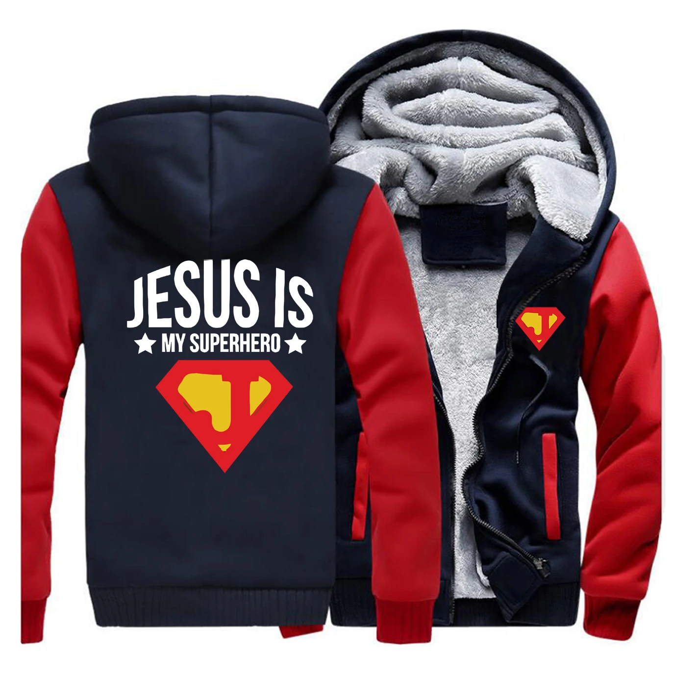 Jesus is my superhero, мужская уличная куртка с принтом,, зимнее флисовое теплое Мужское пальто в стиле хип-хоп, забавные мужские плотные толстовки с капюшоном, толстовка