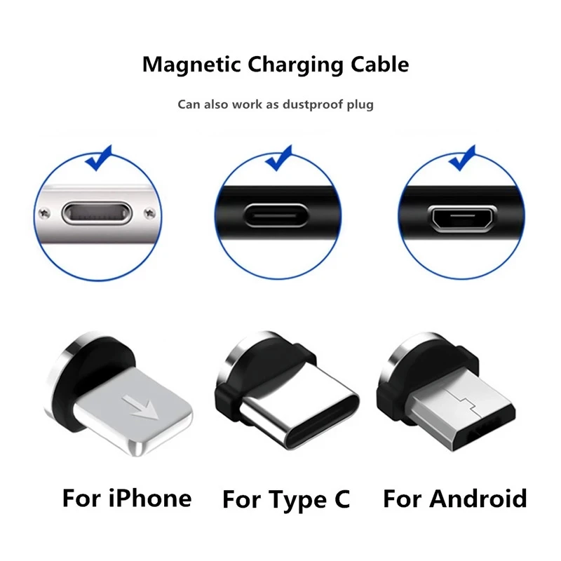 uslion 3 in 1 plug 9 pcs magnetic tips for iphone samsung mobile phone replacement parts micro converter cable adapter type c free global shipping