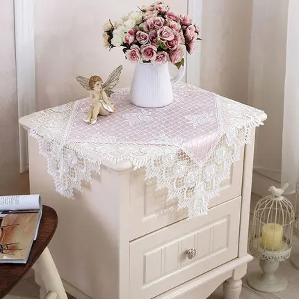 Европейская скатерть с вышивкой для обеденного стола маленькая розовая
