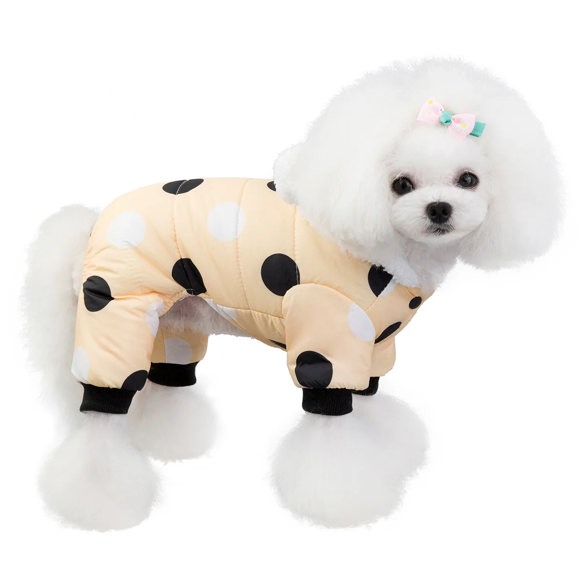 

Pet Cats and Dogs Clothes Clothing Thickened Warm Autumn and Winter New Big Dot Four-leg Cotton-padded Clothes Wholesale