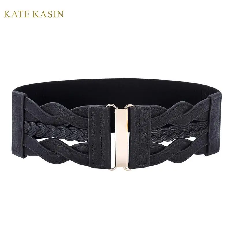 KK Модный женский плетеный пояс с эластичной лентой + из искусственной кожи для
