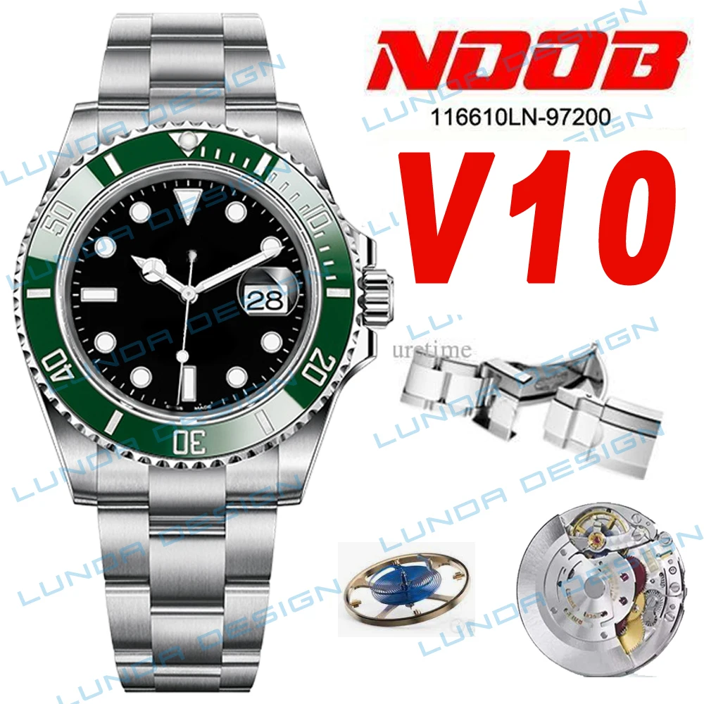 

Men's Mechanical Noob Watch 116610 Ceramic 1:1 Best Edition 904L Stainless Steel Strap Cal.3135 Movement V10 Waterpoof
