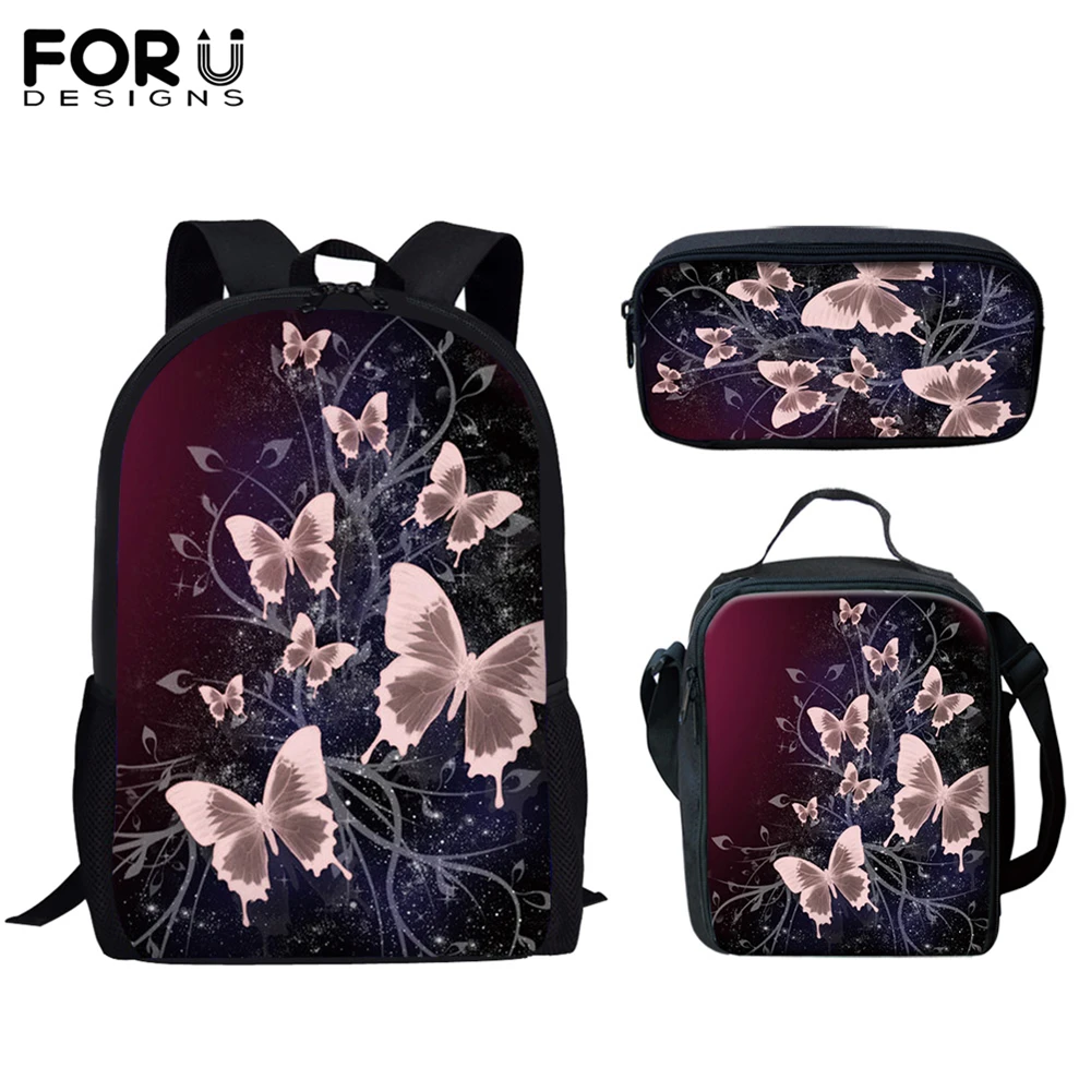 

Большой ортопедический рюкзак для девочек FORUDESIGNS, школьные ранцы с принтом бабочки, сумки для хранения дневных книг