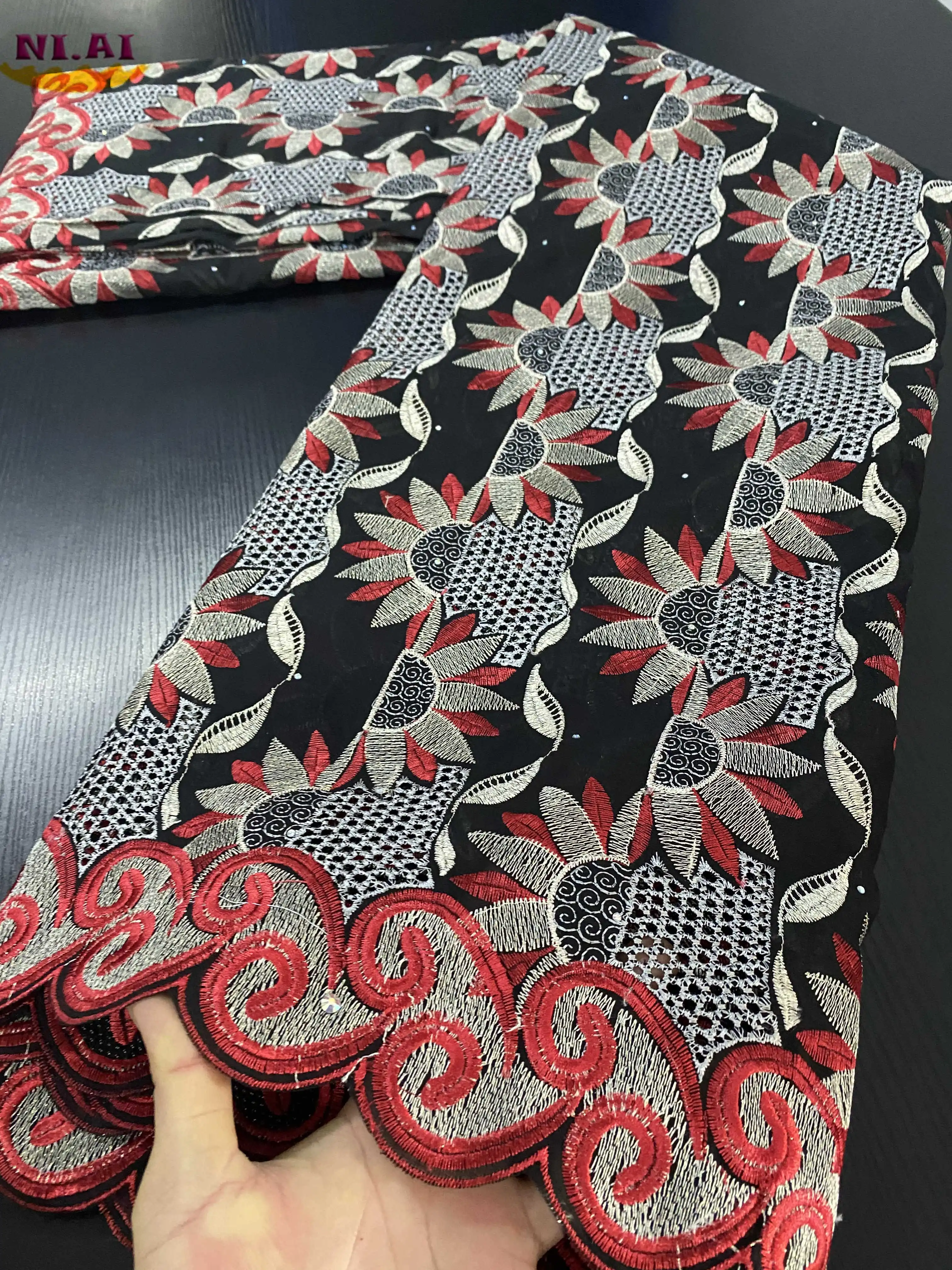 NIAI африканская 100% хлопковая кружевная ткань новейшая швейцарская вуаль кружево