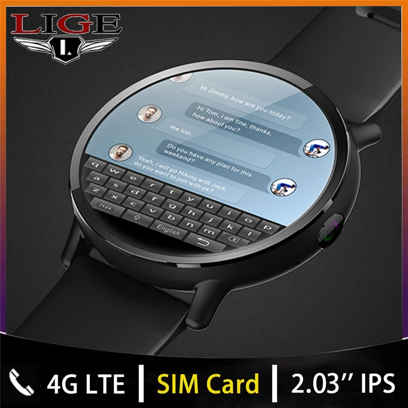 

LIGE GPS IP67 Waterproof Smart Watch Men 4G Andriod 7.1 8.0MP Camera MTK6739 Quad Core 16GB Rom Smartwatch Fitness Tracker Wifi