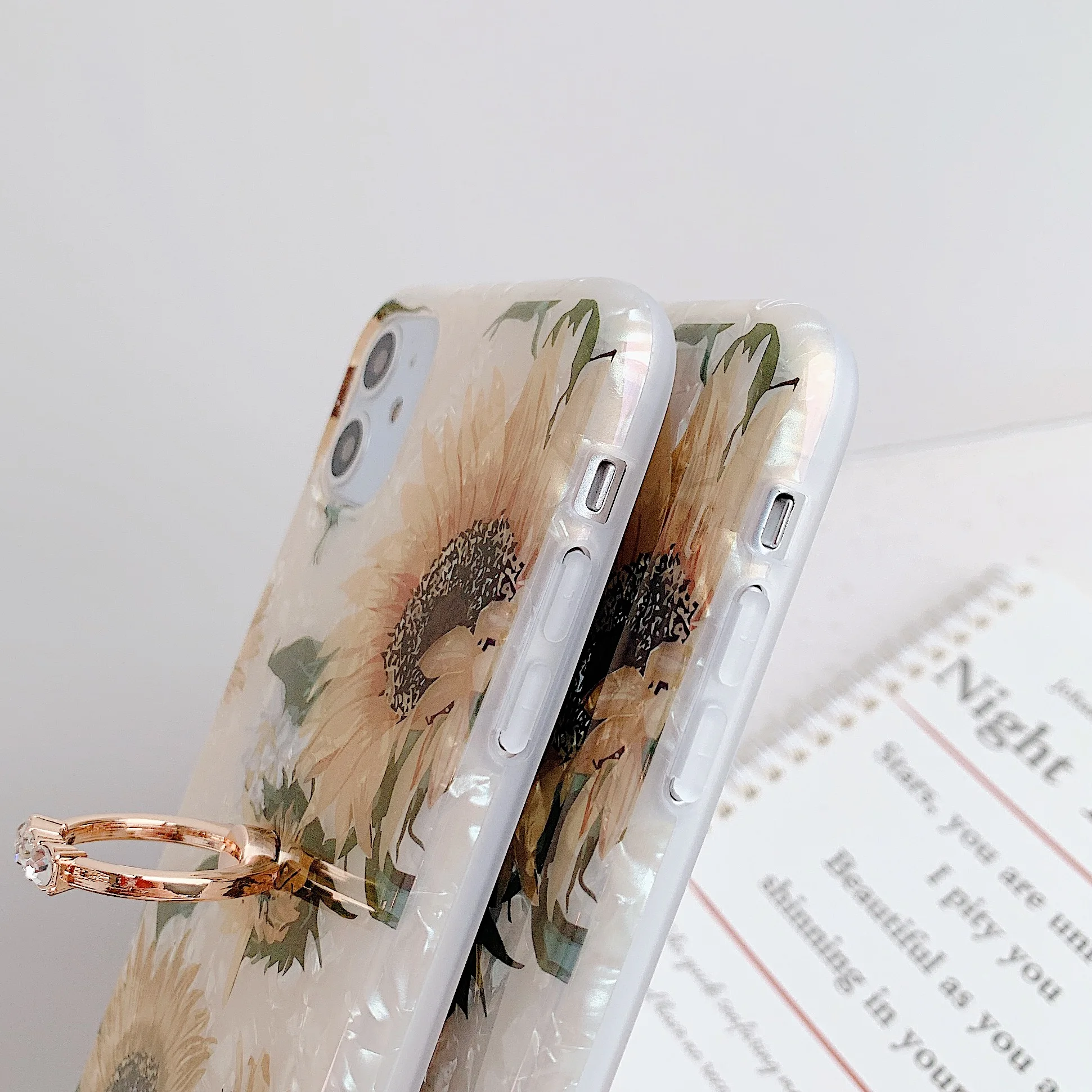 Чехол в стиле ретро с подсолнухами и кольцами для iPhone 11 12 Pro Max XS 7 8 Plus чехол из ТПУ XR