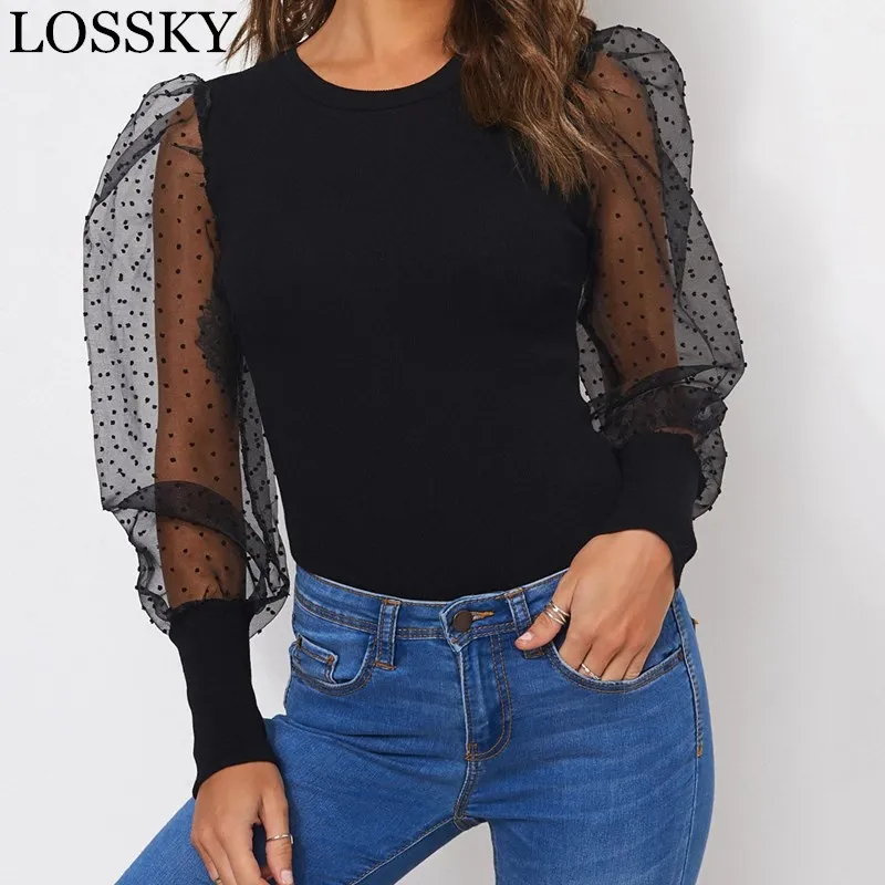 

Polka Dot Long Sleeve Bodysuit Body Women Mesh Patchwork Sexy Bodysuit Black White Romper Womens Autumn Jumpsuits Fall Playsuits