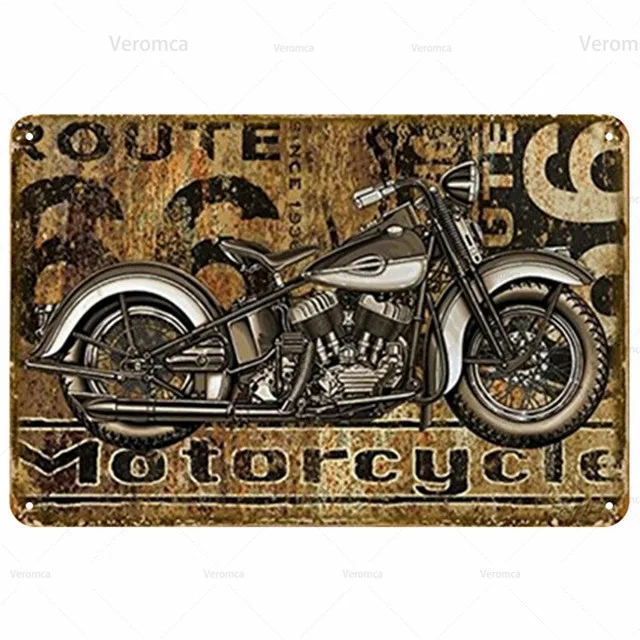 

Garage Motorcycle Route 66 Plaque Metal Vintage Tin Sign Poster Pin Up Decor for Bar Garage Oil Station High-Speed Service Area