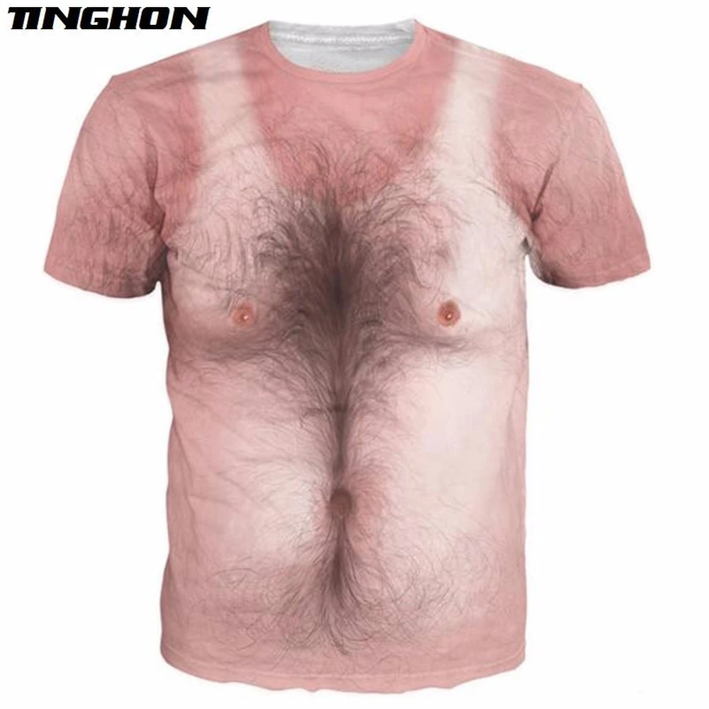 

New Men/Women 3D Print Funny Hairy Chest T Shirt Tees Unisex Polyester O-Neck T-shirts Tops XS-4XL 5XL 6XL 7XL