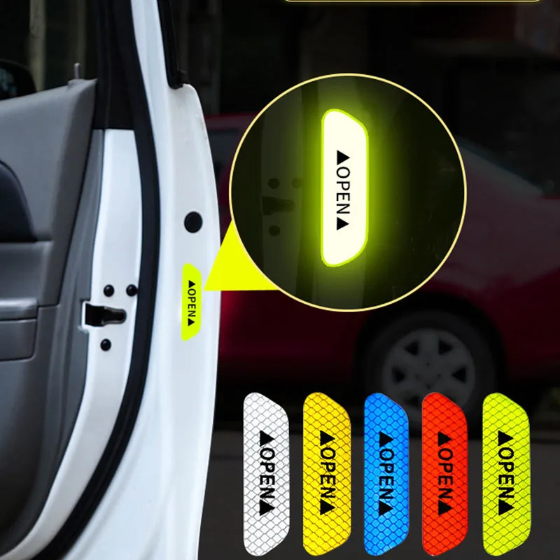 4pcs / set Car Reflective Stickers Door Wheel Eyebrow Sticker Decal Warning Tape Safety Sign Strips | Автомобили и мотоциклы