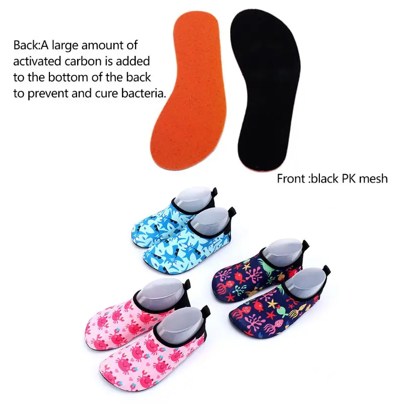

Toddler Kids Swim Water Shoes Baby Child Quick-Dry Non-Slip Cute Cartoon Crab Printed Barefoot Aqua Socks For Beach Pool