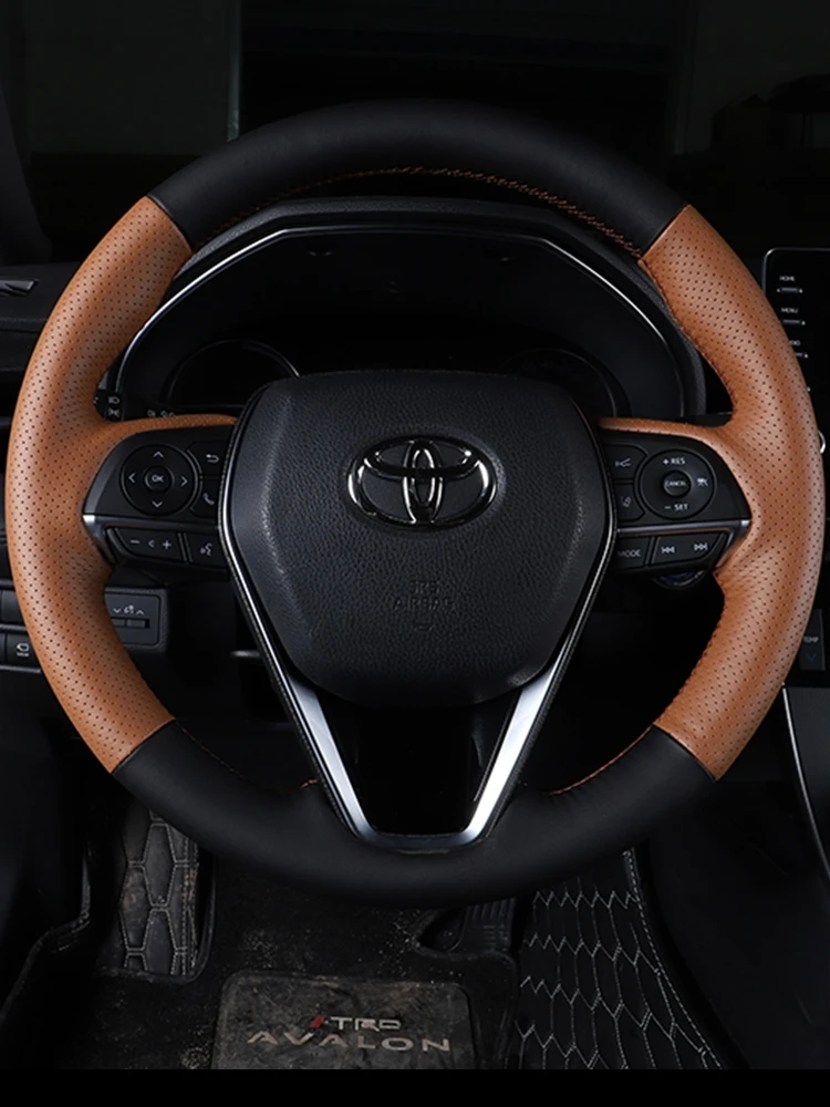 

For Toyota 8th-generation Camry Avalon corolla DIY hand sewn leather steering wheel cover
