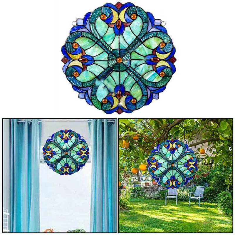 

European and American Style Color Stained Home Hanging Ornaments Colorful Art Geometric Owl Decorations for Window Wall Door