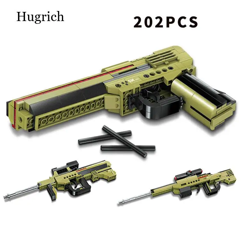 

202pcs Military ww2 swat Building Blocks Desert Eagle Pistol Gun Brick Sniper Rifle With Bullets Model High-tech Toys