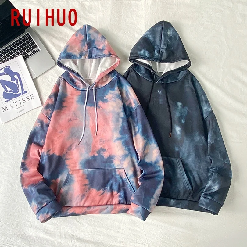 RUIHUO 2021 вареный Толстовка для мужчин костюмы из полиэстера толстовки с капюшоном