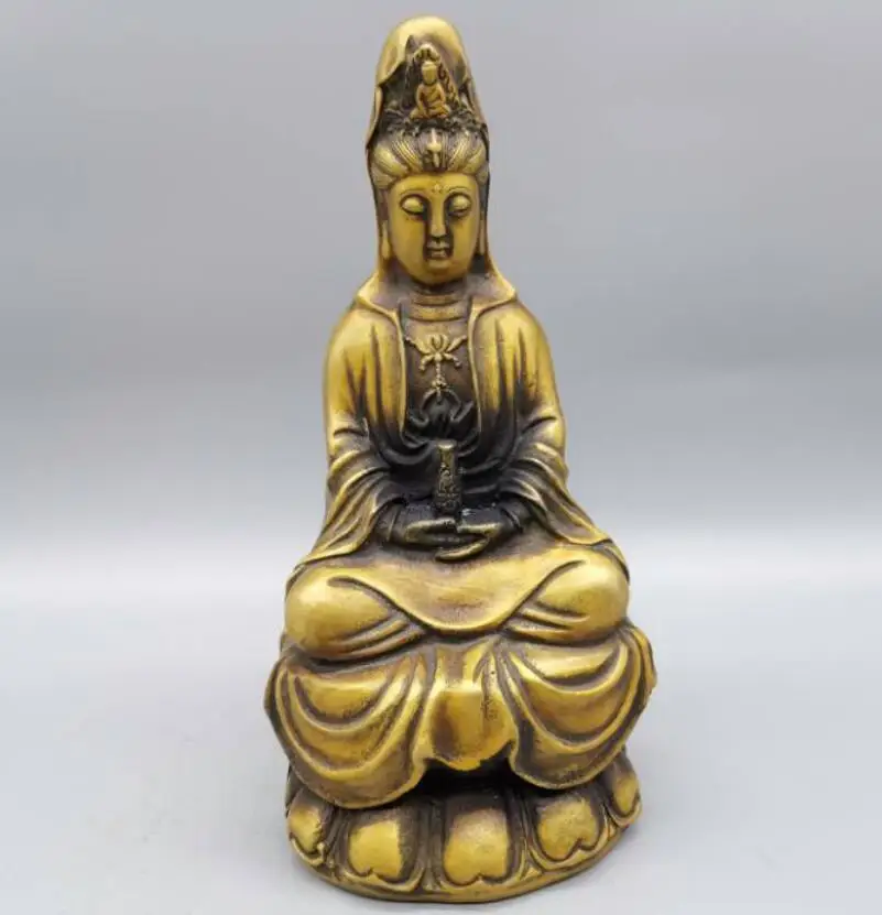 

China brass archaize Goddess of mercy crafts statue