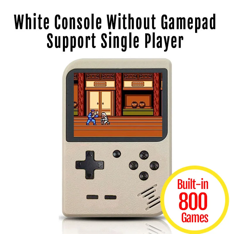 Only White Console 800 в 1 Ретро видео игровая консоль портативная игра портативная Карманная игровая консоль мини портативный плеер для детей подарок - Цвет: Only White Console