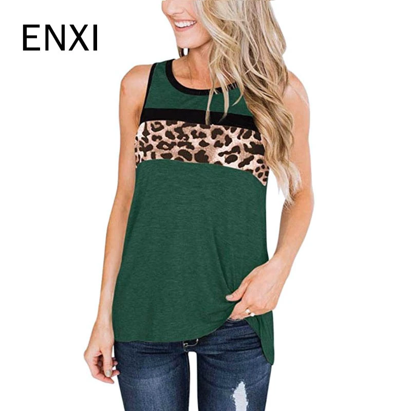 ENXI Women Pregnant Clothes T Shirt Fashion O-neck T-shirt Leopard Print Sleeveless Sexy Maternity Clothing Pregnancy Tshirts |
