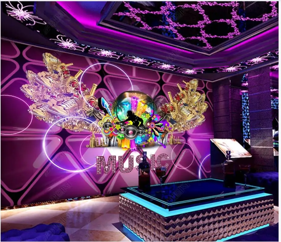 

Пользовательские фото обои 3d фрески обои для стен 3 d фиолетовый крутой 3D Космос модная музыка бар KTV клуб фон настенные бумаги