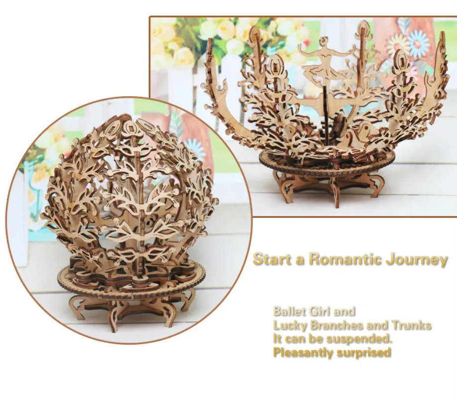 2020 Diy деревянный механический трансмиттер женский цветок вращающаяся