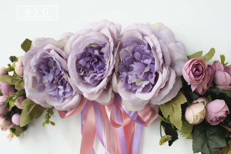 Искусственный цветок пиона венок гирлянда кресло заднее окно зеркало Настенный