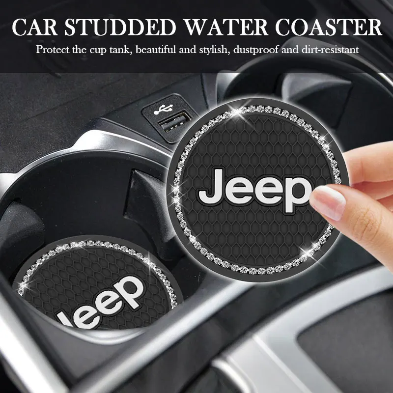 

Rhinestone Car Cup Holder Coaster Non Slip Pad Mat for Jeep Cherokee Wrangler Renegade Cherokee Xj Styling Car Parts Accessories