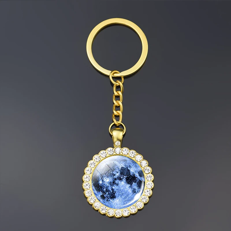 Брелок на солнечной батарее с кристаллами цепочка для ключей в виде планеты